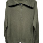 Talbots  Womens Ribbed 1/2 Zip Sweater Pullover Size XL Olive Green Photo 0