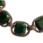 Talbots Green Faceted Emerald Cut Statement Necklace Texture Chain 21"L NWT Photo 10