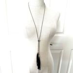 White House | Black Market Leather Double Tassel Necklace Photo 1