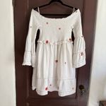 Free People  | White Counting Daisies Embroidered Smocked Bell Sleeve Dress Small Photo 1
