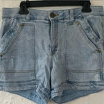 Democracy  Ab-Solution Womens Cargo Light Denim Stretch Blue Boyfriend Shorts; 10 Photo 0