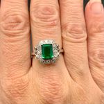 1.75 ct Lab Created Emerald & Diamond Ring Antique Style Sterling Silver Size 7 Green Photo 9