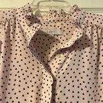 Loft  XS Heart Ruffle Henley Shell Sleeveless Top Light Pink Photo 2