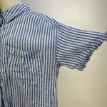 Free People  We The Free Sail Away Linen Stripe Shirt Blue Photo 4