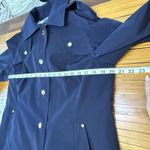 London Fog Water Resistant Navy Gold Accents Hooded Trench Coat Medium Photo 9