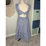 Tuckernuck  O.P.T. Blue White Striped Flounce Ruffle Cut-out Stella Maxi Dress S Photo 3