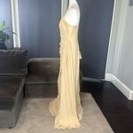 Long Chiffon One Shoulder Formal Bridesmaid Dress Leg Slit Corset Back Size 12 Photo 6