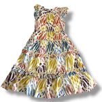 Point Sur J.Crew Cream Multi Color Pom Pom Tiered Midi Dress Photo 2