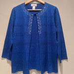 Alfred Dunner Blue Ombre Two for One Embellished Jewel Sweater Top Small NYE Photo 0