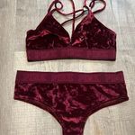 PINK - Victoria's Secret NWT  Velvet Bralette and Panty Set - Burgundy Photo 0