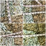 Liz Claiborne  Green Animal Print Chiffon Pintuck Blouse MP Sheer Y2K Retro Boho Photo 5