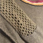 New Romantics Free People Stylish Olive Sweater with Multicolor Trim Green Size L Photo 2