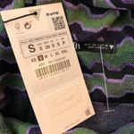 ZARA NWT  Green Purple Metallic Chevron Print Long Sleeve Mini Dress Size S Photo 2