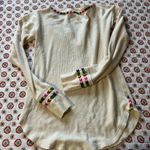 Free People EUC  Rainbow Thermal Henley Top Oversized Size Small Photo 6