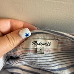 Madewell  Button Down Longline Tunic‎ Cap Sleeve Blouse Stripe Blue White Red Top Photo 2
