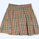 Preppy Academia Bratz Goth Plaid Pleated Flannel School Girl Mini Skirt Y2K Grunge Collegiate Beige XS Measurement in pics Brown Photo 0