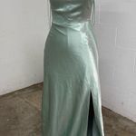 Birdy Grey  Monica Dress Shiny Satin Sea Glass halter slit dress Photo 2