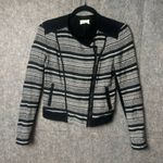 Lou & grey Lou‎ & Grey Women Size XS Black White Knit Moto Zip Jacket Asymmetrical Zipper Photo 0