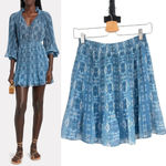 Intermix  Pleated Paisley Print‎ Mini Skirt Blue Size XL Photo 1