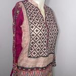 Khaadi Pret Short Tunic Top Blouse Pink Multicolored Middle Eastern Nwt size 10 Photo 6