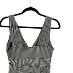 Garnet Hill One Piece Swimsuit Ruched Plunge Striped Black Cream Size 8 Photo 8