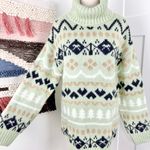 Anthropologie Nordic Fair Isle Turtleneck Sweater Green Sz M NWT Photo 2