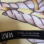 ZARA Women's Yellow Silky Satin Rope Print Long Sleeve Button Down Shirt Size XS Photo 2