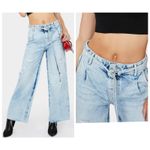 Free People We the  Kinsey Jeans Women’s 32 Wide Leg Pleated Crop Distressed Boho Photo 1