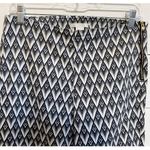 H&M High Waisted Ankle Crop Pants Side Zip Abstract Print Grey Stretch SZ 10 Black Photo 6