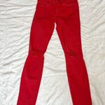 MOTHER Denim Mother The Looker Ankle Fray Red Distressed Skinny Jeans Photo 3