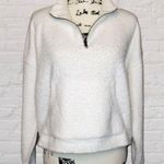Nordstrom RDI LG Womens White Cropped Quarter Zip Pullover Teddy Sweatshirt NWOT Photo 0