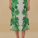 Farm Rio NEW  NWT Green Color Festival Midi Skirt 100% linen size Large women’s Photo 0