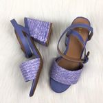 Bamboo New  Maddy Braided Raffia Open Toe Strap Block Heel Sandals Lavender Size 9 Photo 3