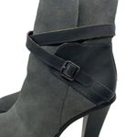 Ann Taylor Loft Gray Suede Leather Buckle Ankle Boots Photo 3