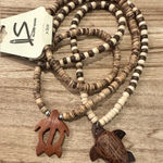 Island Sense Maui Sea Turtle Wood Beaded Necklace Brown Photo 0