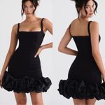 House Of CB NWOT  Lilou Black Ruffle Square Neck Mini Dress Photo 2
