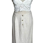 Eddie Bauer Vintage  Button Front Slit Linen Maxi Skirt 14 | Coastal Grandma Chic Photo 0