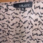 Talent Blouse Womens Size 1XL Brown Black Low V Neck Sheer Smocked Bottom Casual Photo 4