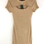 Wild Fable Mini Dress Ribbed Cutout Short Sleeve Crew Neck Stretch Beige XXL Photo 0