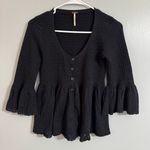 Free People Black Cardigan Style Blouse Size Small Photo 0