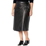 The Drop Manon 2X Faux Leather Midi Skirt Black Wrap Tied Goth Sexy Edgy Party Photo 1