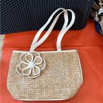 Bueno  Tan and White Tote with Floral Accent Photo 1