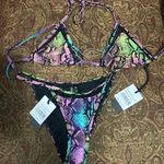 Kendall + Kylie kendal + kylie triangle mesh bikini top medium bottom xs Photo 0