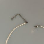 White Faux Choker Charm Necklace with Whimsigoth Silver Tone Star Cham / Pendant Photo 4