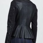Bagatelle Leather Strip Black Peplum Jacket Photo 1