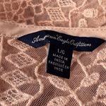 American Eagle  Large Crop Top Crochet Mesh Sheer 3/4 Sleeve Stretch Rear Button Photo 7