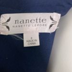 Nanette Lepore  Sleeveless Navy Blue Swing Dress with White Flower Trim size 8 Photo 5