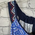 Skies Are Blue Burke Keyhole Knit Halter Top Tie Back Blue & Coral S NWT Photo 5