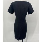 Vintage 90s Linen Mini Sheath Dress Short Sleeve Square Neck Black Womens XS Photo 4