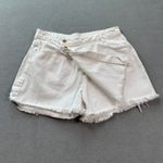 ZARA  Woman Denim Jean Skort Shorts White High Waisted Frayed Hem Asymmetrical Photo 3